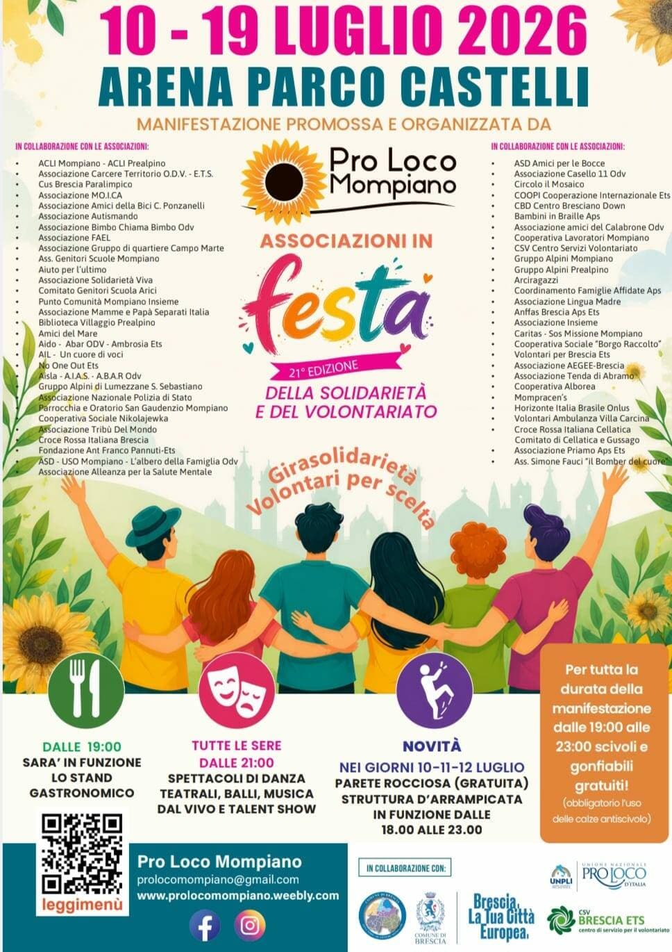Dal 10 al 19 luglio al Parco Castelli di Mompiano è Festa delle Associazioni con cibo, musica e gonfiabili — Food a Brescia, Parco Castelli di Mompiano